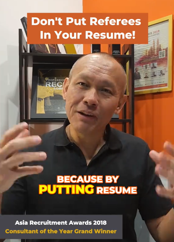 Don’t put refrerees in your resume